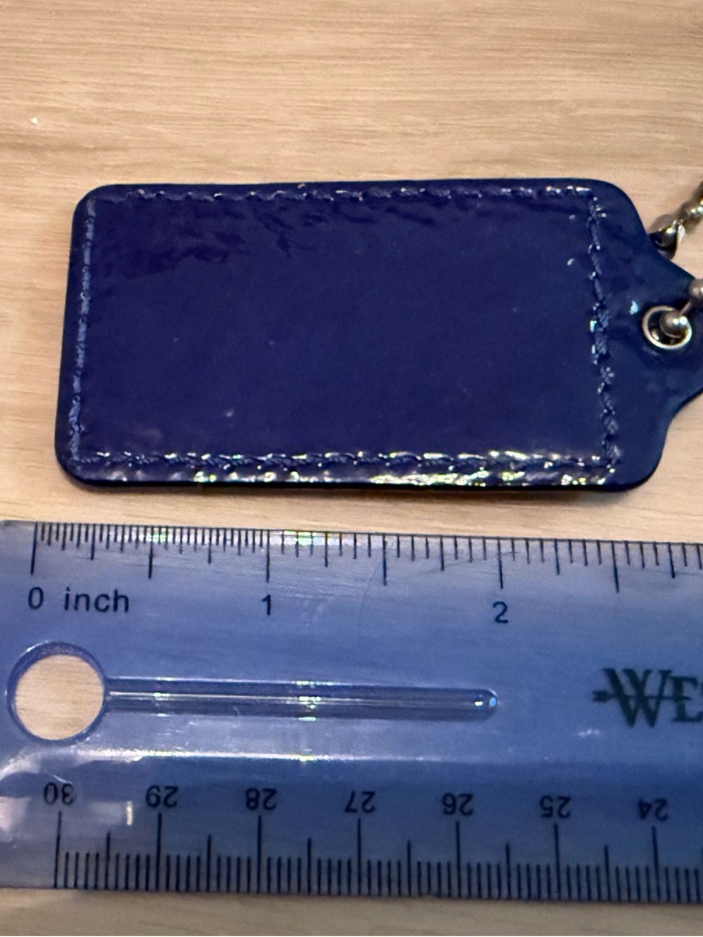 Coach Patent Leather Bag Charm Keychain in Deep Blue - Picture 4 of 4